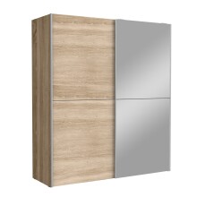 Schwebetürenschrank >WHITE KISS< 2 Türen, Sonoma Eiche Dekor / Spiegel - 170,3x190,5x61,2cm (B/H/T)