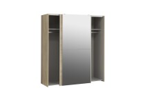 Schwebetürenschrank >WHITE KISS< 2 Türen, Sonoma Eiche Dekor / Spiegel - 170,3x190,5x61,2cm (B/H/T)