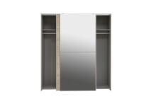 Schwebetürenschrank >WHITE KISS< 2 Türen, Sonoma Eiche Dekor / Spiegel - 170,3x190,5x61,2cm (B/H/T)