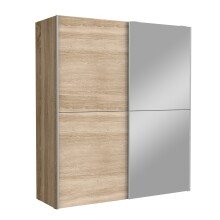 Schwebetürenschrank >WHITE KISS< 2 Türen, Sonoma Eiche Dekor / Spiegel - 170,3x190,5x61,2cm (B/H/T)