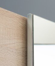 Schwebetürenschrank >WHITE KISS< 2 Türen, Sonoma Eiche Dekor / Spiegel - 170,3x190,5x61,2cm (B/H/T)