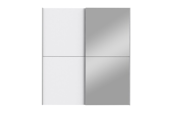 Schwebetürenschrank >WHITE KISS< 2 Türen, 2 Böden+Stangen, weiss / Spiegel - 170,3x190,5x61,2cm (B/H/T)