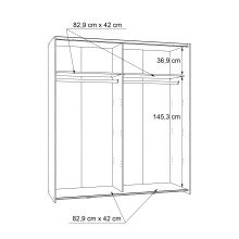 Schwebetürenschrank >WHITE KISS< 2 Türen, 2 Böden+Stangen, weiss / Spiegel - 170,3x190,5x61,2cm (B/H/T)
