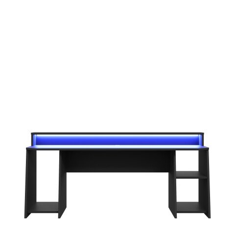 Gamingtisch >TEZAUR< LED-Wechselbeleuchtung, Fächer, schwarz matt - 200x91,1x72cm (B/H/T)