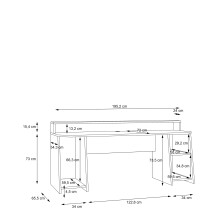 Gamingtisch >TEZAUR< LED-Wechselbeleuchtung, Fächer, schwarz matt - 200x91,1x72cm (B/H/T)