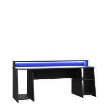 Gamingtisch >TEZAUR< LED-Wechselbeleuchtung, Fächer, schwarz matt - 200x91,1x72cm (B/H/T)