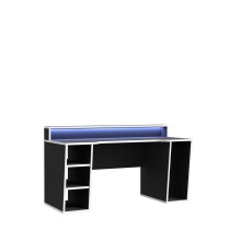 Gamingtisch >TEZAUR< LED-Wechselbeleuchtung, Fächer, schwarz/ weiss - 160x91,1x72cm (B/H/T)