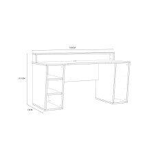 Gamingtisch >TEZAUR< LED-Wechselbeleuchtung, Fächer, schwarz/ weiss - 160x91,1x72cm (B/H/T)