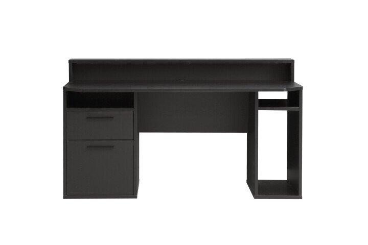Gamingtisch >TEZAUR< Schublade,Tür, 4 Fächer, schwarz - 160x91x72cm (B/H/T)