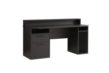Gamingtisch >TEZAUR< Schublade,Tür, 4 Fächer, schwarz - 160x91x72cm (B/H/T)
