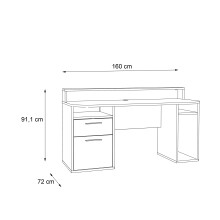 Gamingtisch >TEZAUR< Schublade,Tür, 4 Fächer, schwarz - 160x91x72cm (B/H/T)