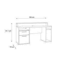 Gamingtisch >TEZAUR< Schublade,Tür, 4 Fächer, schwarz - 160x91x72cm (B/H/T)