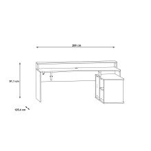Eckschreibtisch>TEZAUR< Gamingtisch, LED-Wechselbeleuchtung, schwarz - 200x91,1x125,4cm B/H/T