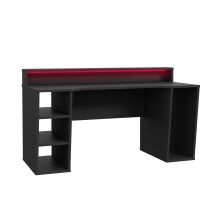 Gamingtisch >TEZAUR< LED-Wechselbeleuchtung, 5 Fächer, schwarz - 160x91x72cm (B/H/T)