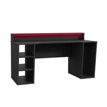 Gamingtisch >TEZAUR< LED-Wechselbeleuchtung, 5 Fächer, schwarz - 160x91x72cm (B/H/T)