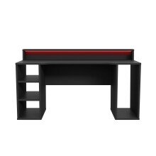 Gamingtisch >TEZAUR< LED-Wechselbeleuchtung, 5 Fächer, schwarz - 160x91x72cm (B/H/T)