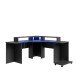 Eckschreibtisch >TEZAUR< Gamingtisch, LED-Wechselbeleuchtung, schwarz - 160x91,1x160cm (B/H/T)