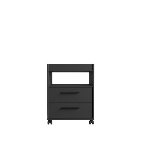 Rollcontainer >TEZAUR< 2 Schübe, 1 Fach, Rollen, schwarz matt - 48,4x63x42cm (B/H/T)