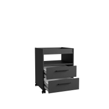 Rollcontainer >TEZAUR< 2 Schübe, 1 Fach, Rollen, schwarz matt - 48,4x63x42cm (B/H/T)