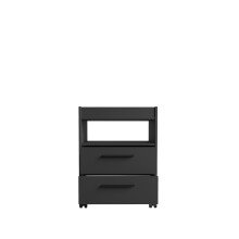 Rollcontainer >TEZAUR< 2 Schübe, 1 Fach, Rollen, schwarz matt - 48,4x63x42cm (B/H/T)