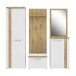 Garderobenpaneel >TULUZA< 4 Haken, Stange, Ablage, Artisan Eiche Dekor - 59,7x155x27,5cm (B/H/T)