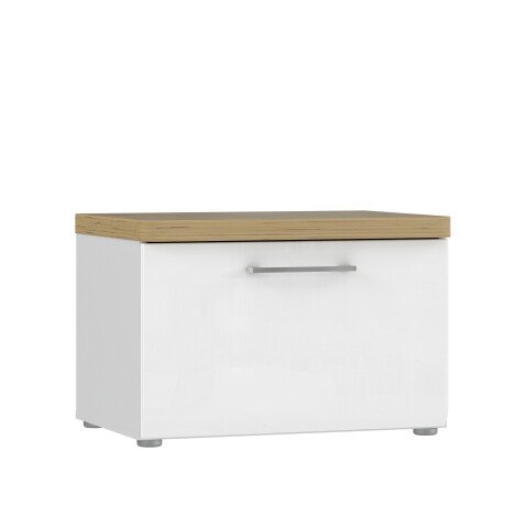 Schuhbank >TULUZA< 1 Tür, Weiss / Artisan Eiche Dekor - 60,3x40,8x43,4cm (BxHxT)