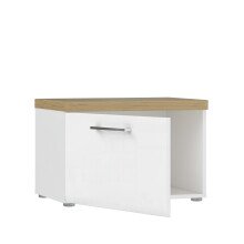Schuhbank >TULUZA< 1 Tür, Weiss / Artisan Eiche Dekor - 60,3x40,8x43,4cm (BxHxT)