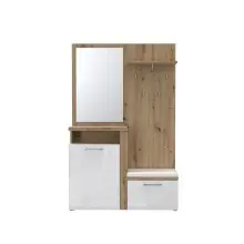 Kompaktgarderobe >TULUZA< Spiegel, Weiss / Artisan...