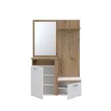 Kompaktgarderobe >TULUZA< Spiegel, Weiss / Artisan...