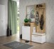 Kompaktgarderobe >TULUZA< Spiegel, Weiss / Artisan Eiche Dekor - 128,5x200,8x43,4cm (B/H/T)
