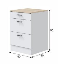 Küchen-Set >KIRA< (Küchenblock Kira 240B) in Weiß glänzend/Weißmatt/Canadian Eiche