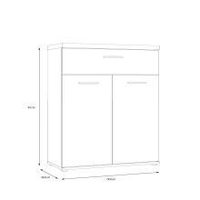 Kommode >WINNIE< 1 Schub, 2 Türen, weiss / Sonoma Eiche Dekor - 79,9x93x34,8cm (B/H/T)