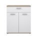 Kommode >WINNIE< 1 Schub, 2 Türen, weiss / Sonoma Eiche Dekor - 79,9x93x34,8cm (B/H/T)