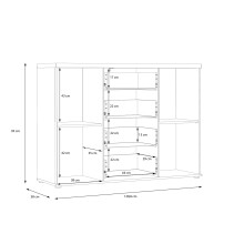 Sideboard >WINNIE< 4 Schübe, 2 Türen, weiss / Sonoma Eiche Dekor - 129,6x93x38cm (B/H/T)