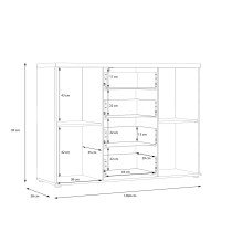 Sideboard >WINNIE< 4 Schübe, 2 Türen, weiss / Sonoma Eiche Dekor - 129,6x93x38cm (B/H/T)