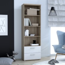 Regal >WINNIE< 2 Schübe, 3 Böden, Sonoma Eiche Dekor/weiss - 60,2x189,1x34,8cm BxHxT