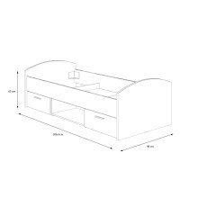 Stauraumbett >WINNIE< 90x200cm, 2 Schübe, Sonoma Eiche Dekor / weiss - 96x65x206,4cm (B/H/T)