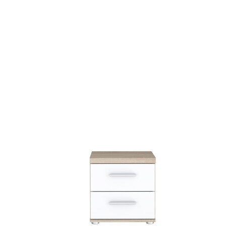 Nachtkommode >WINNIE< 2 Schubladen, Sonoma Eiche Dekor / weiss - 37,6x38,6x34,7cm (BxHxT)