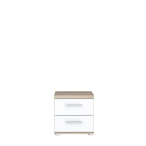 Nachtkommode >WINNIE< 2 Schubladen, Sonoma Eiche Dekor / weiss - 37,6x38,6x34,7cm (BxHxT)