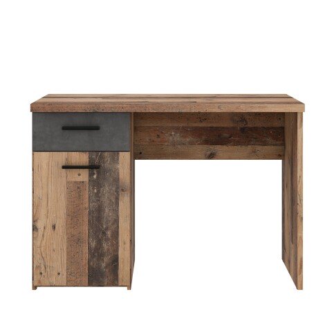 Schreibtisch >WINNIE< 1 Schub+Tür, Old-Wood Vintage Dekor / Betonoptik - 110x76,3x60cm B/H/T