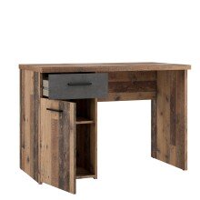 Schreibtisch >WINNIE< 1 Schub+Tür, Old-Wood Vintage Dekor / Betonoptik - 110x76,3x60cm B/H/T