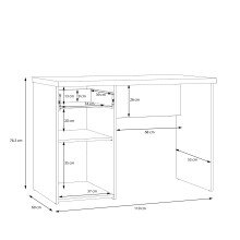 Schreibtisch >WINNIE< 1 Schub+Tür, Old-Wood Vintage Dekor / Betonoptik - 110x76,3x60cm B/H/T