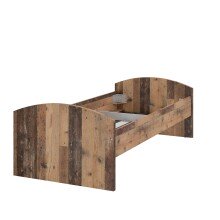 Stauraumbett >WINNIE< 90x200cm, 2 Schübe, Old-Wood-Vintage / Beton  - 96x65x206,4cm (B/H/T)