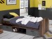 Stauraumbett >WINNIE< 90x200cm, 2 Schübe, Old-Wood-Vintage / Beton  - 96x65x206,4cm (B/H/T)