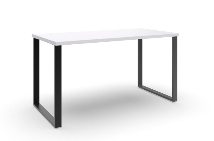 Schreibtisch >NORDERNEY< Made in Germany, weiss, Gestell schwarz - 140x75x70cm (BxHxT)