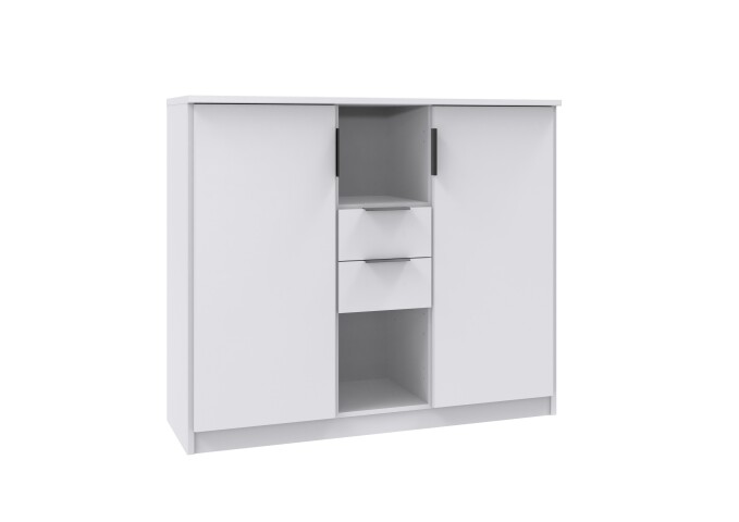 Kombikommode >NORDERNEY< 2 Türen, 2 Schübe, 2 Fächer, WEISS - 122x105x40cm (BxHxT)