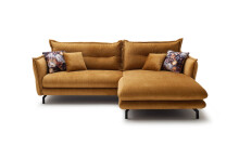 Polstergarnitur >Launce< Ottom. rechts, Armlehnverstellung, Tessuto gelb - 255x94x180cm (BxHxT)