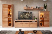 Stauraumvitrine >Nature One< 2 Türen, mit LED, FSC, Kernbuche teilmassiv - 85x203x40cm (B/H/T)