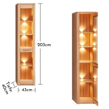 Standvitrine >Nature One< 1 Tür, mit LED, FSC, Kernbuche teilmassiv - 43x203x40cm (B/H/T)