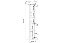 Standvitrine >Nature One< 1 Tür, mit LED, FSC, Kernbuche teilmassiv - 43x203x40cm (B/H/T)